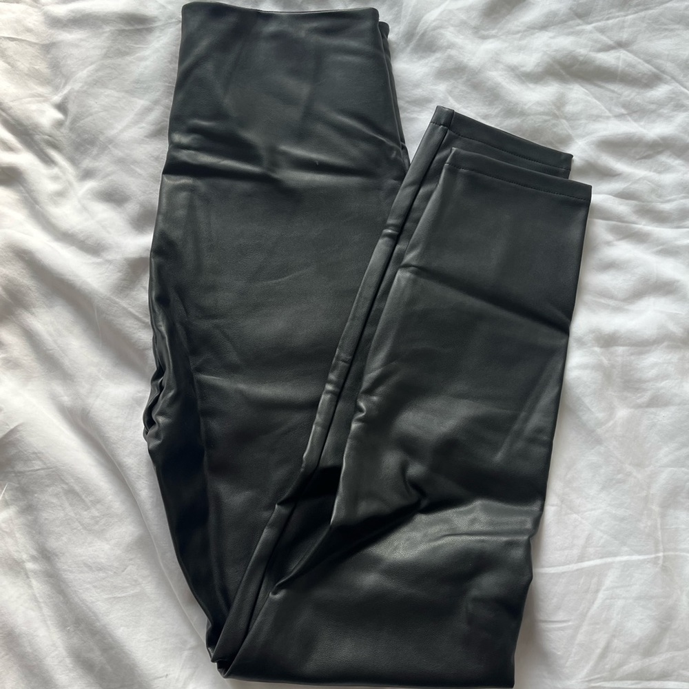 black leather leggings